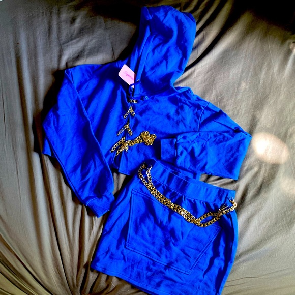 Sugar Popped Cuban Chain Set Navy Blue - Size L - Picture 3 of 3